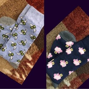 2/$25 New Novelty Graphic Crew Socks